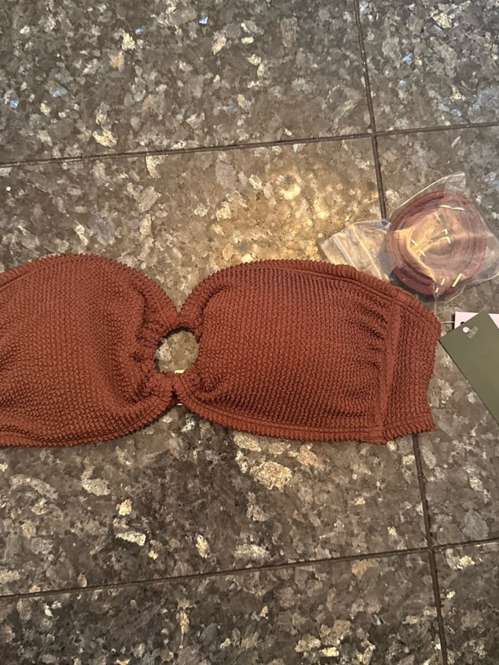 wild fable Textured Strapless Bandeau Bikini Top - Rust Brown